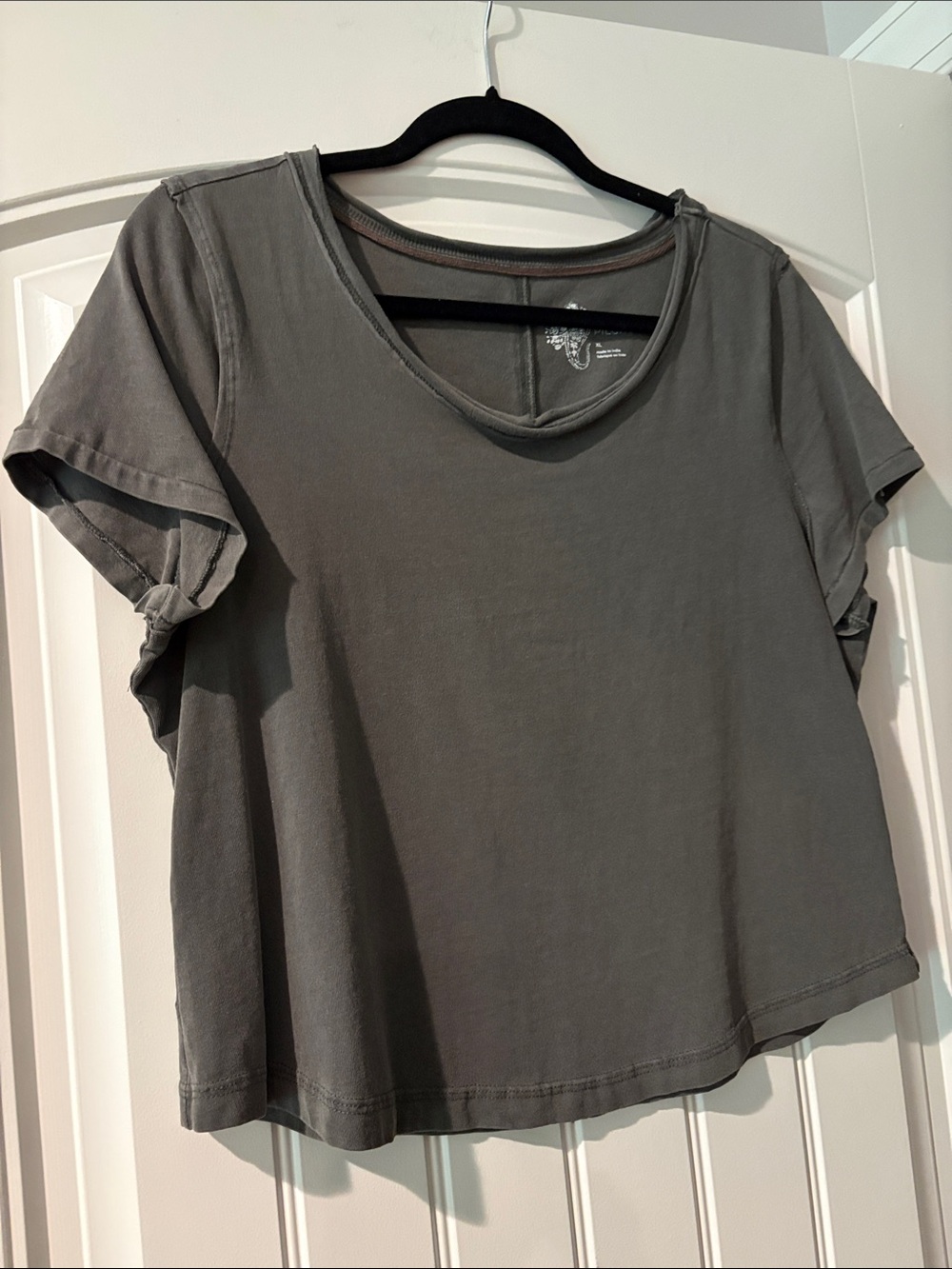 Pilcro Washed Charcoal Short Sleeve Scoop Tee